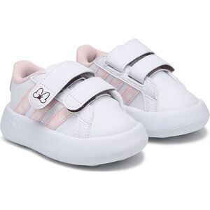 adidas Kids White and Light Pink Sneakers- grand court Minnie